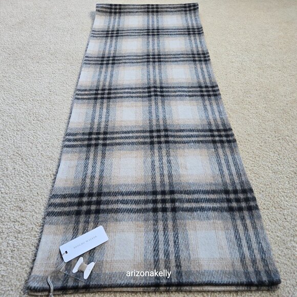 NWT Brochu Walker Stowe Wool Scarf in Heritage Plaid Tan Black - Picture 5 of 13